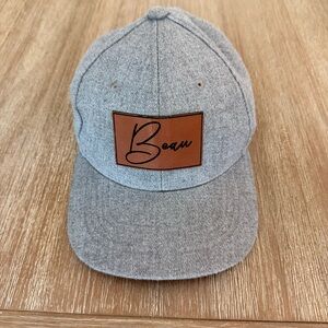 Toddler baseball hat, gray with brown patch, Beau, OS